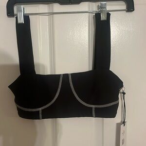 WeWoreWhat Black Bra with White Stitching